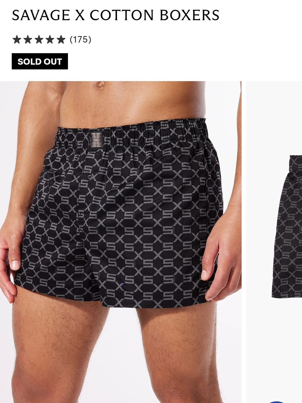 NWT Savage X Fenty Black Geometric Print Boxers Black Caviar Monogram Print L